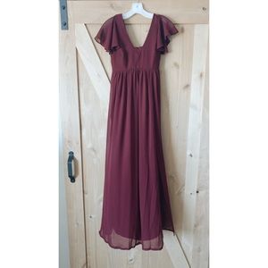 Womens bridesmaid burgundy dress